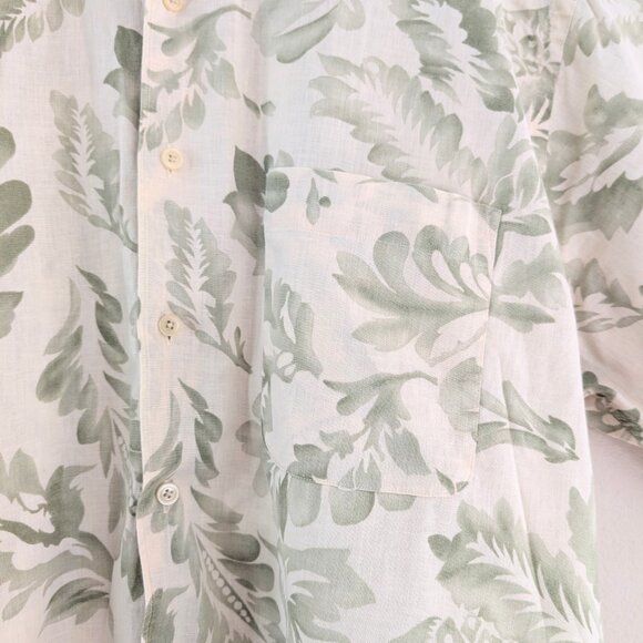 Vintage Nautica Men's Linen Blend Hawaiian Shirt Botanical‎ Tropical Vacation XL - Picture 6 of 14